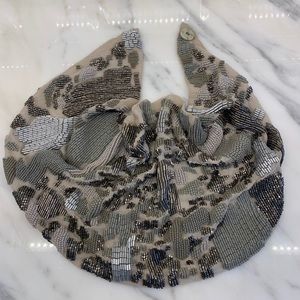 Mignonne Gavigan Gray Chiffon Beaded Collar